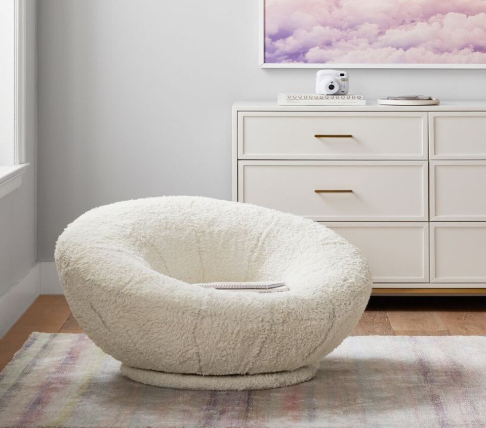 Sherpa Ivory Groovy Swivel Chair Pottery Barn Kids Australia